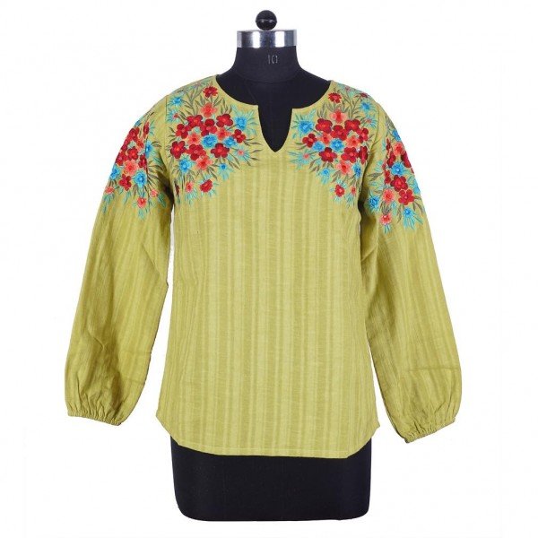 Floral Embroidered Cotton Blouse