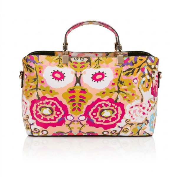 Pink and White digital PRINTED LETATHER BAG
