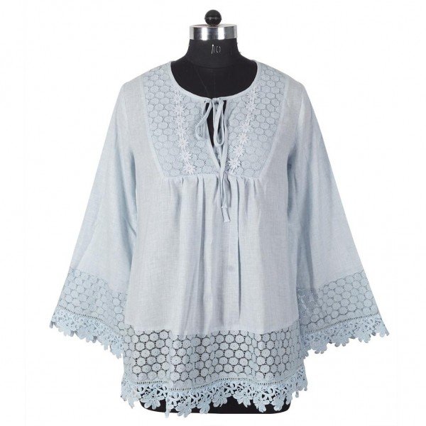 Cotton Flared Sleeve Blouse
