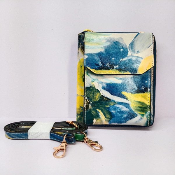 Blue Palette Bloom Leather Bag