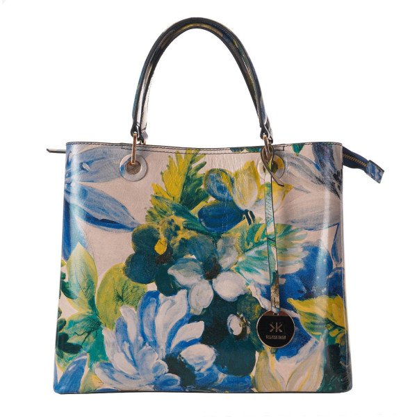 PRINTED FLORAL BAG  IN ITALIAN LEATHER