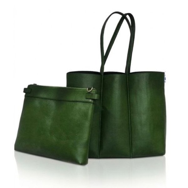 GREEN DOUBLE BAG TOTE