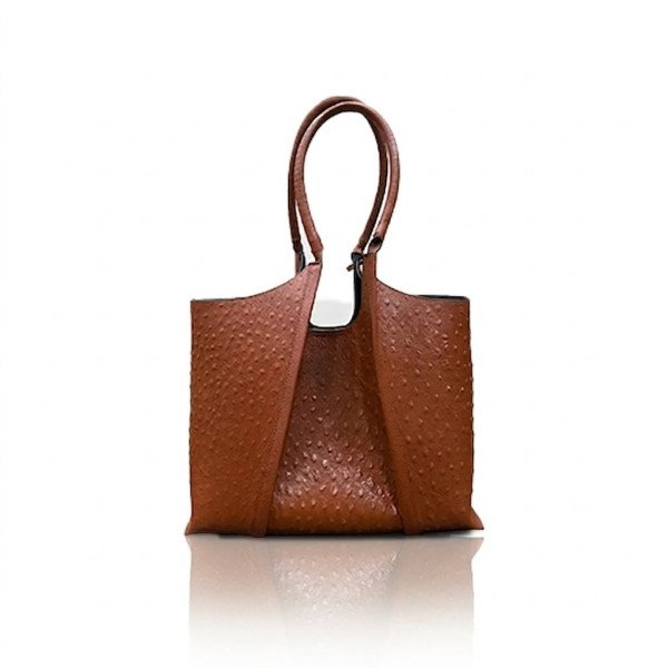 OSTRICH LEATHER BAG , BAG IN A BAG TOTE