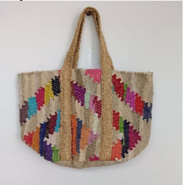 Color Geometric Jute Tote