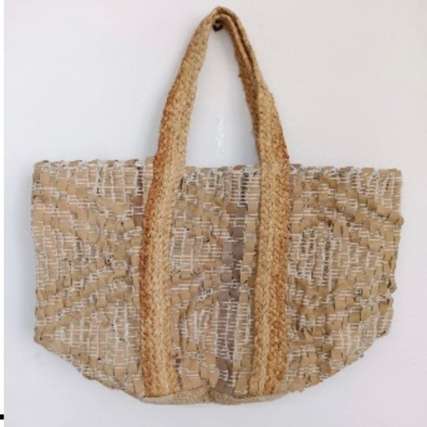 Natural Earth-Tone Woven Jute Tote