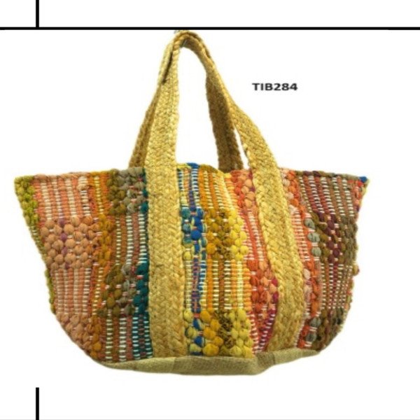 Multicolor Textured Woven Tote