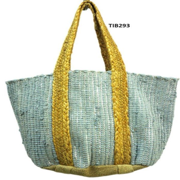 Sky Blue Textured Jute Tote