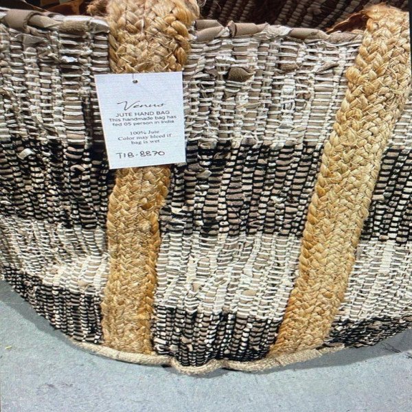 Classic Monochrome Woven Jute Tote