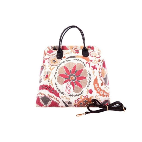 LINEN FABRIC TP 295 FLORAL TAPESTRY SATCHEL
